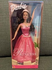 NEW Pretty Princess Barbie, Mattel 2001, Pink Dress, Brunette Hair 52773 
