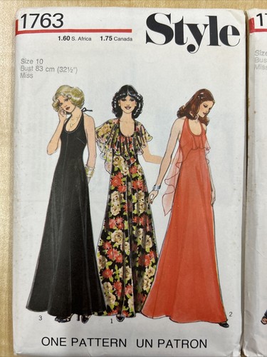 Vintage 70s Maxi Dress Patterns Small & Medium 3 Uncut 1 Cut Lot of 4 - Picture 6 of 9