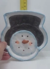 Handmade Snowman Candy Dish 6 1/2" By 6 1/2" Ot26
