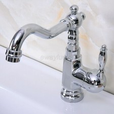 Polished Chrome Bathroom Kitchen Sink Mixer Taps Swivel Spout Single Lever Tap