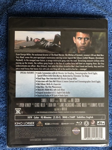 NEW Mad Max (1979) Kino Lorber Blu-ray 4K UHD Mel Gibson George Miller - Picture 2 of 2