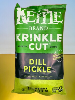   New Kettle Brand Krinkle Cut Dill Pickle Crunchy Gluten Free Potato Chip 6oz