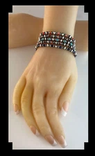 White Fox Creation: Sterling Navajo Pearl and Gemstone Bracelet