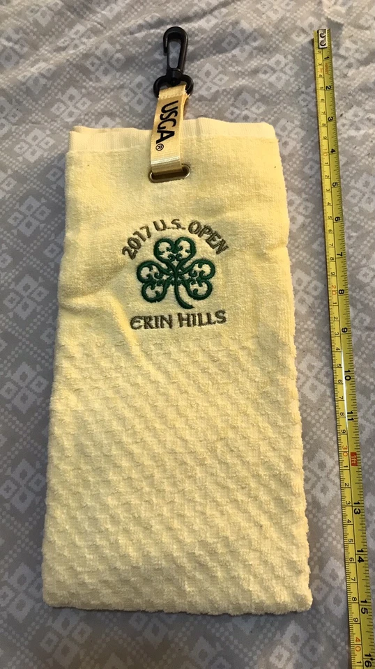 Bolsa de pelotas de golf amarilla Erin Hills 2017 US Open palos toalla Foto 2 de 4