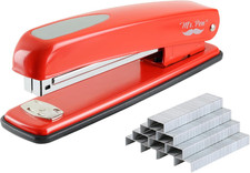 - Stapler with Staples, Red, 1000 Staples, Desk Stapler, Metal, Standard, Staple