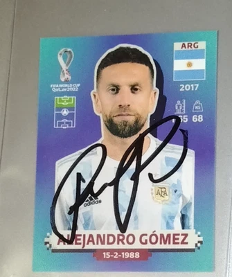 AUTOGRAPH ALEJANDRO 'PAPU' GOMEZ ARGENTINA SEVILLA ATALANTA WM QATAR 2022 PANINI - Photo 1/2