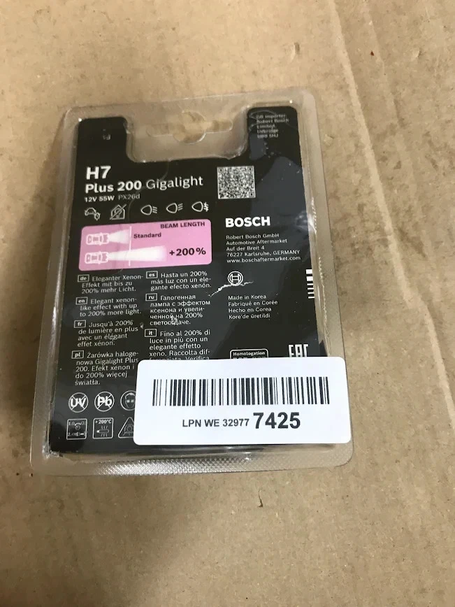 Bosch H7 477 Plus 200 Gigalight Headlight Bulbs 12V 55W PX26d - Image 2 of 3