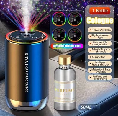 Car Air Freshener Starry Top Diffuser 3-Color LED Aromatherapy Essential Oil Sce