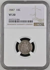 1847 NGC VF20 Liberty Seated Dime 10c