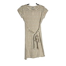 J.Crew Factory Tan & White Striped Tie Waist Mini Dress Size XS