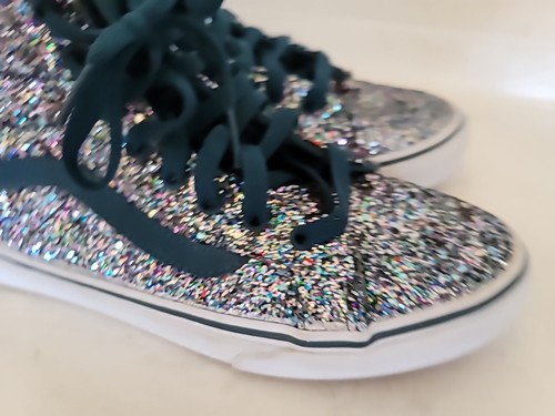 Scarpe da tavola Vans alte glitter e verde acqua tacco zip donna taglia 9,5 uomo 8 nuove con scatola - Foto 8 di 9