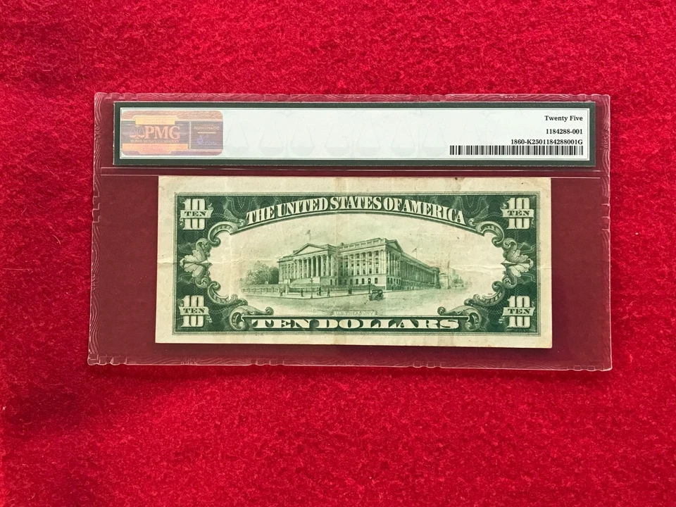 FR-1860K KEY 1929 Series $10 Dallas Federal Reserve Bank Note *PMG 25 Very Fine* - Image 2 of 2