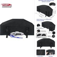 Heavy Duty Winch Cover 600d Oxford Fabric Black Waterproof For 9500-12000lbs