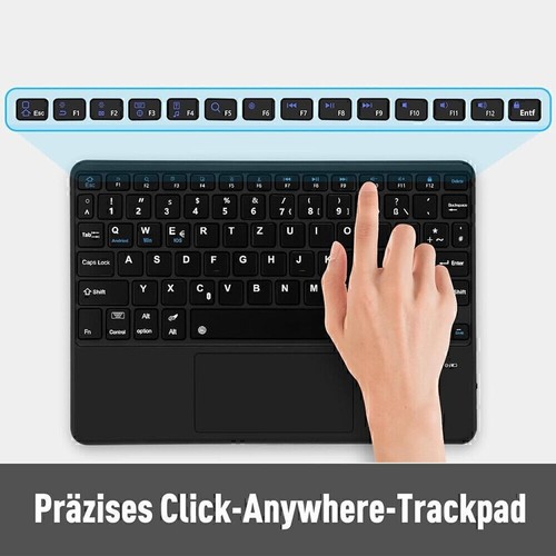 QWERTZ Touchpad Tastatur Hülle Maus für iPad 10.9.8.7th Gen Air 11" 360° Drehbar - Bild 48 von 50