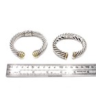 David Yurman 18K 14K Gold Sterling Cable Cuff Bracelet 6.5" Lot of 2 #S5631-2 — photo 8