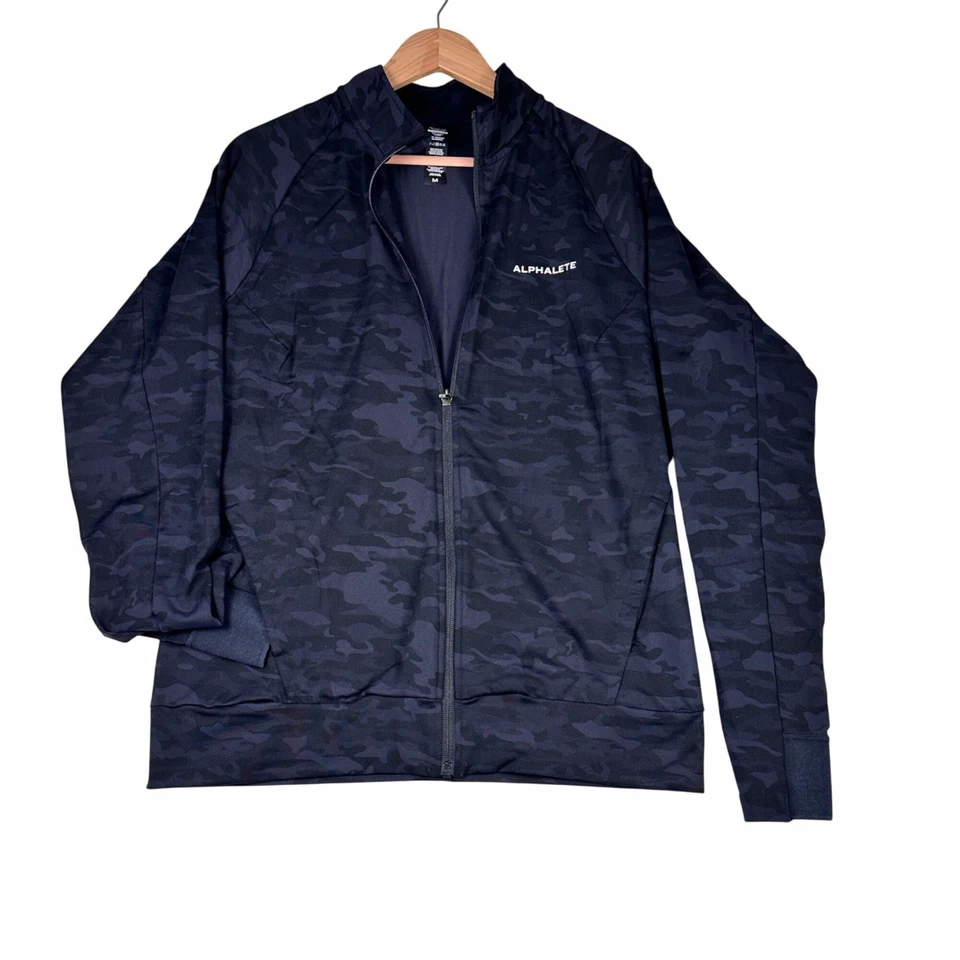 Alphalete Premium Full Zip Jacket Men’s M Black Camo Stretch Track Top - Image 2 of 4