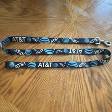 AT T Logo Lanyard ID Badge Holder Black Blue White Polyester