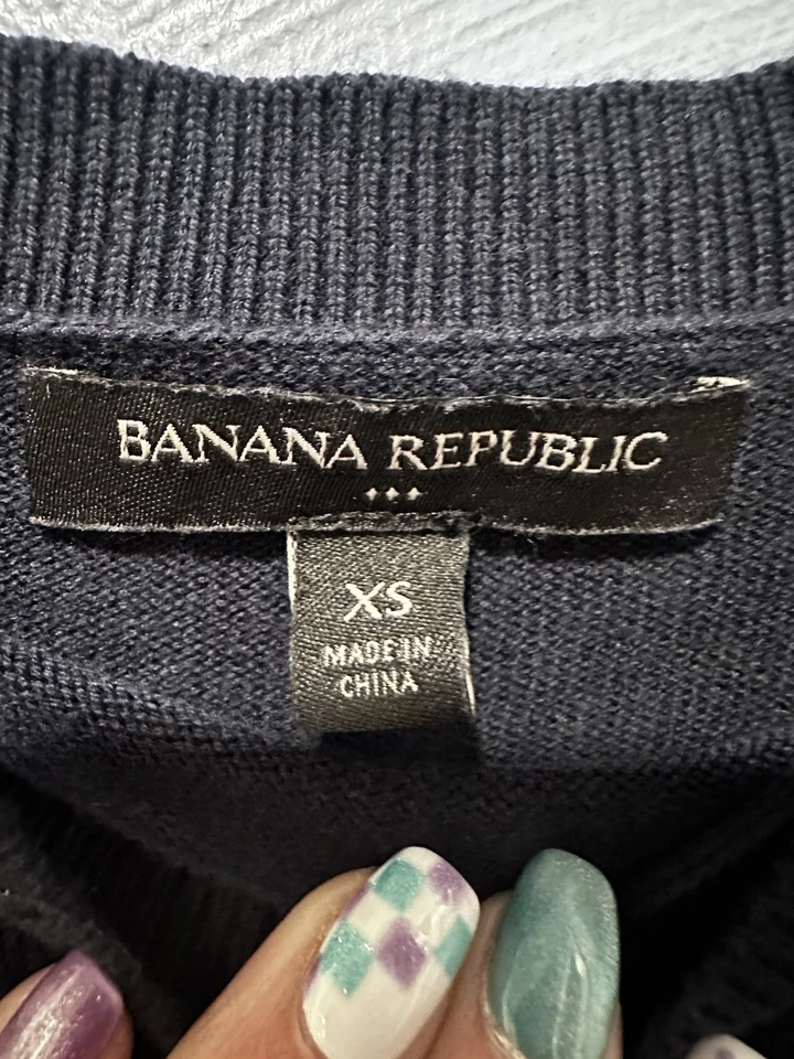 Banana Republic Knit Belted Long Sleeve Midi Dress Minimalist Navy XS - Image 4 of 4