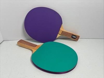 Stiga Ping Pong Paddle Purple/Green Smooth Surface Lot Of 2