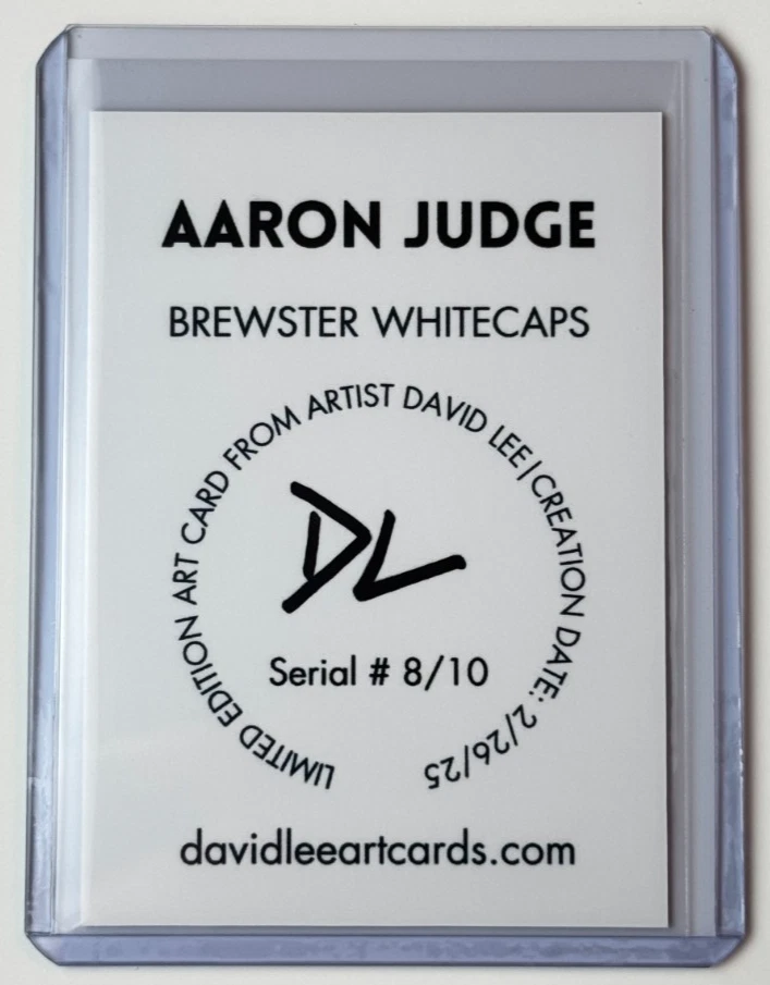 Коллекционная карточка Аарона Джаджа ограниченный выпуск с автографом художника Brewster Whitecaps 8/10 - Изображение 2 из 2