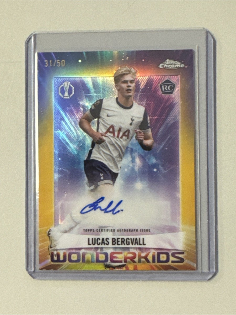 2024-25 Topps Chrome UCC Lucas Bergvall Wonderkids Gold Auto /50