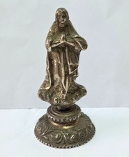 Antica Statua Madonna in Bronzo Argentato del XVIII Secolo - 689g - 13.2 cm