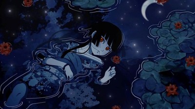 Anime enma ai jigoku shoujo girls red eyes nature moon Custom Gaming Mat Desk