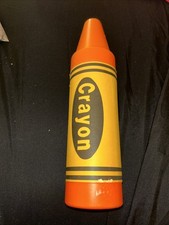 Vintage Orange Crayon 12" Plastic Coin Change Money Bank with Stopper MadeinUSA