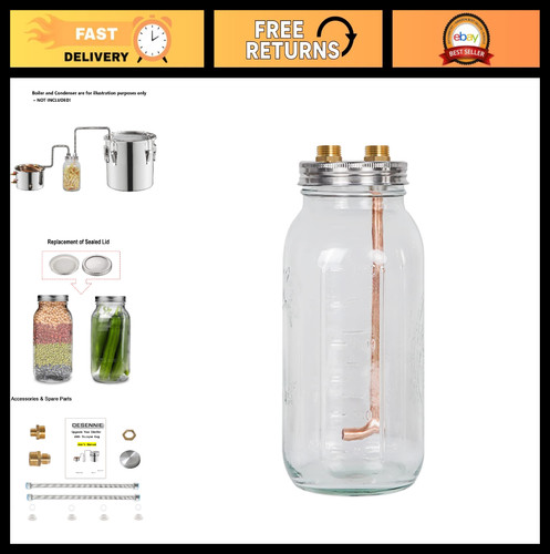 64 Oz Wide Mouth Mason Jar Keg Kit for Home Brewing, Whiskey & Brandy Distillati