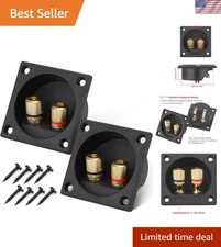 2PCS 2.2 Inch Square Speaker Terminal Cups with Gold-Plated Connectors for DIY