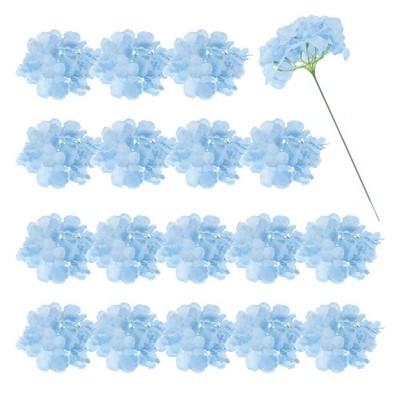 30Pcs Hydrangea Artificial Flowers, Fake Hydrangea Flowers, Light Blue