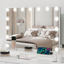 LED Hollywood Makeup Mirror Large Vanity Light Mirror with 15 Dimmable LED Bulbs