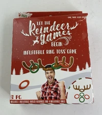 Inflatable Ring Toss Party Game Reindeer Antlers & Rings Kids/Adults Christmas