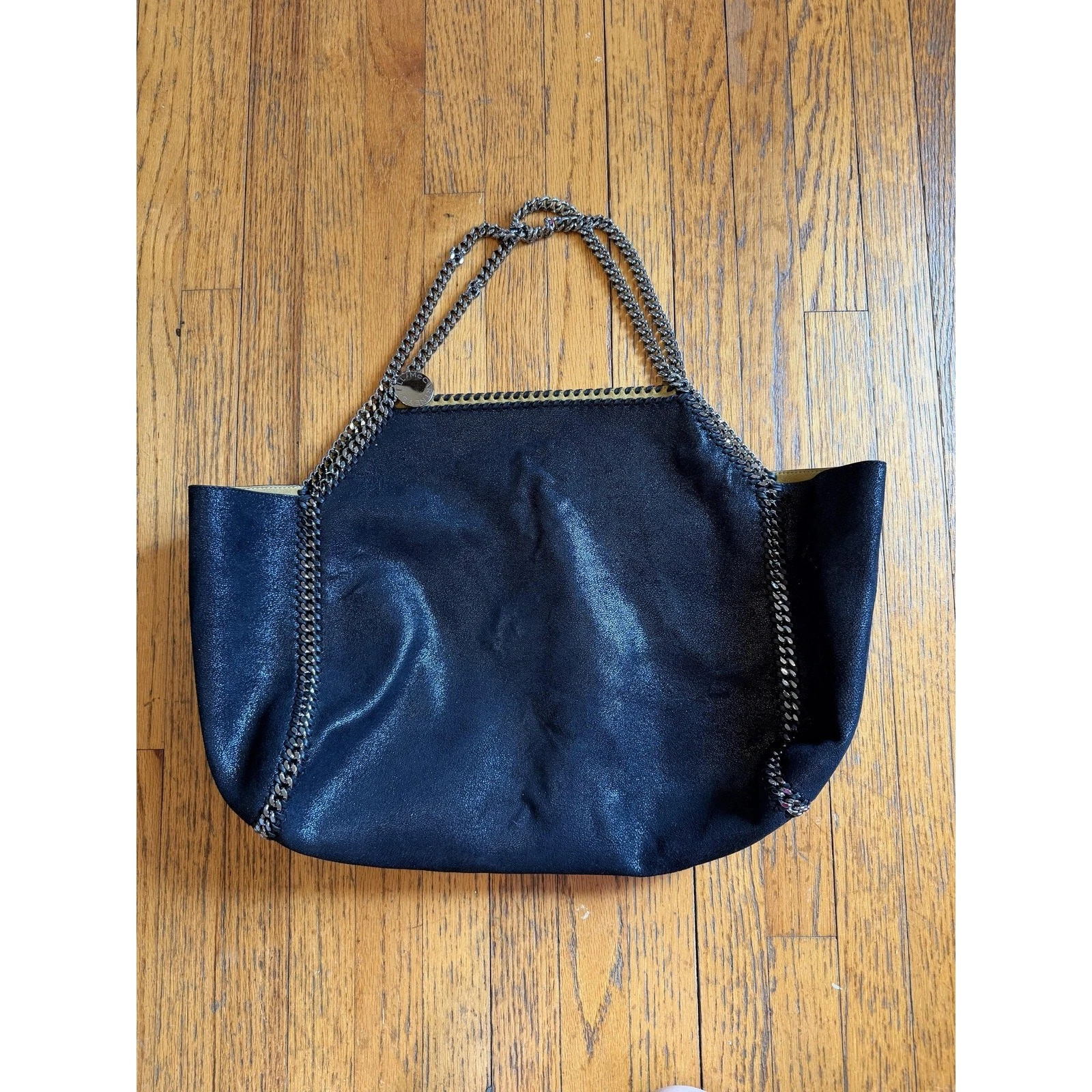 Stella McCartney — Stella McCartney Falabella Tote Bag Womens Large Black Faux Leather Chain Pouch