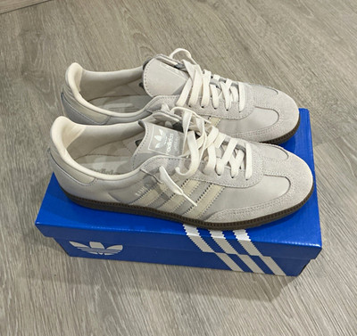 adidas Originals Samba OG Herren Sneaker Leder Grau/Weiß Low Top EU 43 1/3