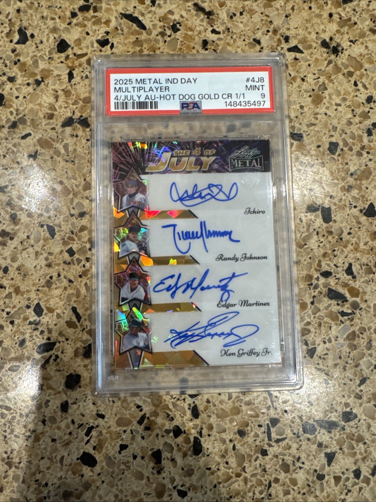 Ichiro, Johnson, Martinez, Griffey Quad Auto 1/1 Psa 9