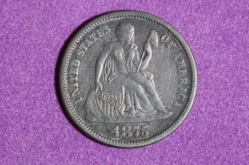 Estate Find 1875 Seated Liberty Dime #K59666