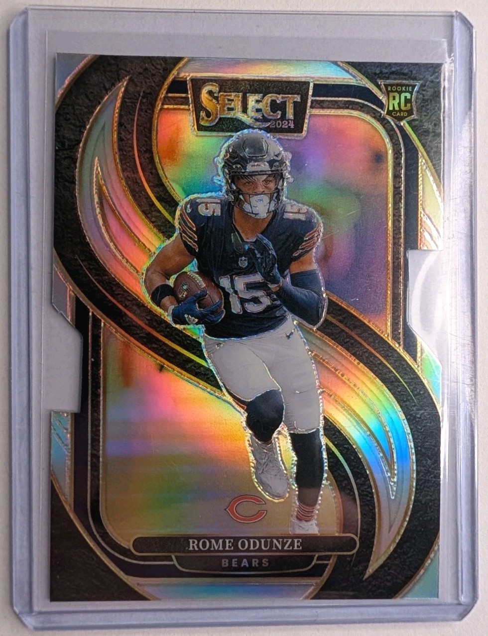 2024 Panini Select - Premier Level Rome Odunze #136 Silver Prizm Die-Cut (RC)