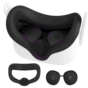 Pad visage en silicone pour Meta Quest 2 VR Couverture casque avec protège-objectif lavable