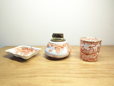 3 Teile Royal Crown Derby Red Aves Porzellan China Zigarettenanzünder