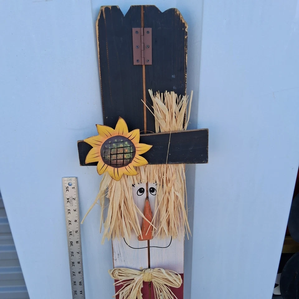 Espantapájaros de madera y metal otoño cosecha patio estaca bienvenida Foto 3 de 4