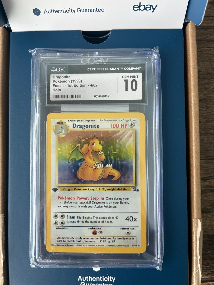 Dragonite Fossil 1st Edition Holo PSA 10, BGC 10, CGC 10 Pokmon Card 1999  #4/62