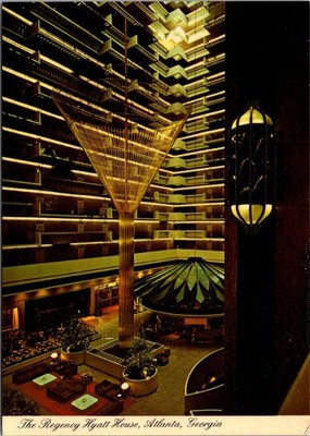 Atlanta Georgia Regency Hyatt House Hotel Atrium Vintage Postcard
