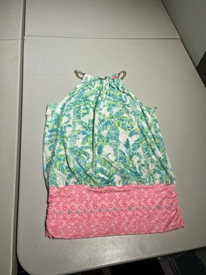 Lilly Pulitzer Top Womens XS Bowen Keep Palm Engineered Floral Fresh Citrus Tank