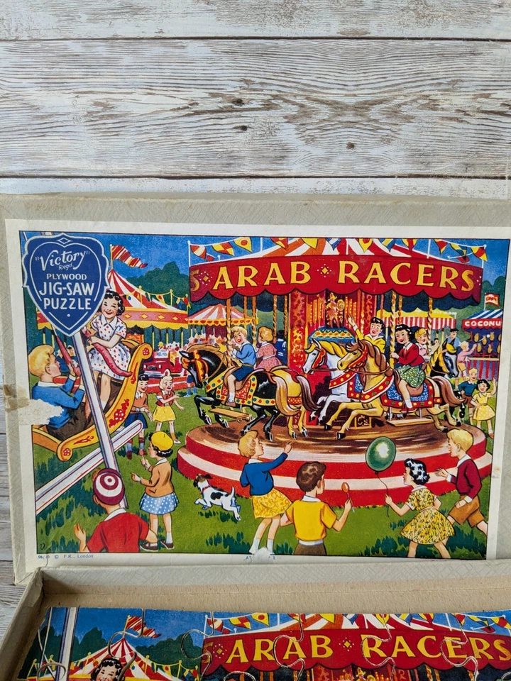 2 Vintage Victory Wood Jigsaw Puzzle England Complete Seaside Fun At The Fair - Image 2 of 4