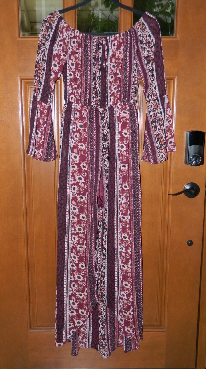 NWT JUSTILY juniors Burgundy Floral Short Romper DRESS* M | eBay