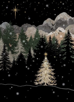 Bug Art Weihnachtskarte Prägefolie/Juwelenoptik ~ Bergbaum ~ EINZELN
