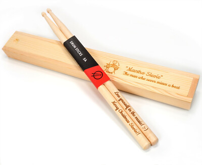 Personalisierte individuelle Drumsticks 5A + optionale Geschenkbox | Geschenkidee mit Gravur
