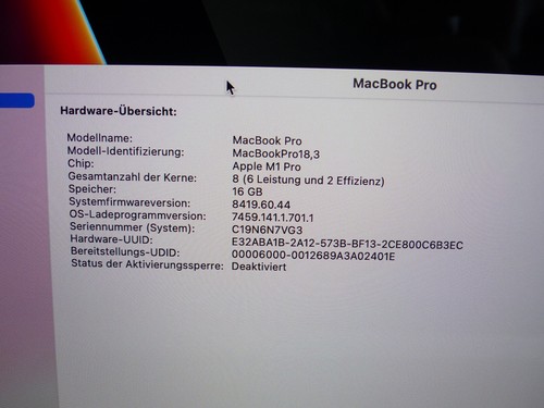 Apple MacBook Pro M1 Pro 14 Zoll 2021 16GB 8C CPU 14C GPU A2442 QWERTY US #X3 - Afbeelding 5 van 17