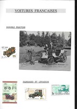 feuille  21 / 29.7 VOITURE TIMBRES ET CARTE POSTALE VOITURE FRANCAISES